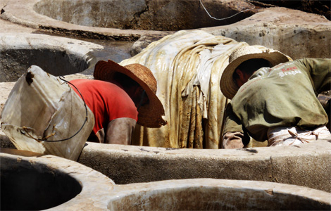 Curtidores en Marrakech